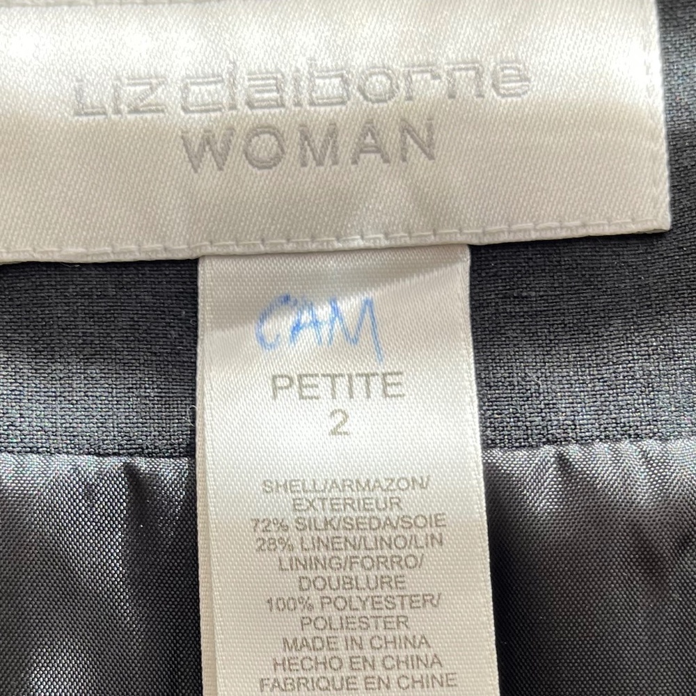Liz Claiborne Black Minimalist Silk and Linen Swing Jacket 2X - Picture 6 of 8